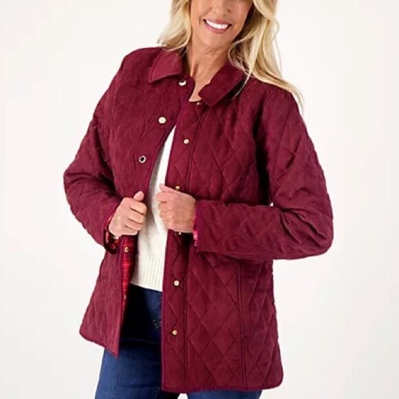 Isaac Mizrahi Faux Suede Quilted Barn Jacket - Picture 1 of 5
